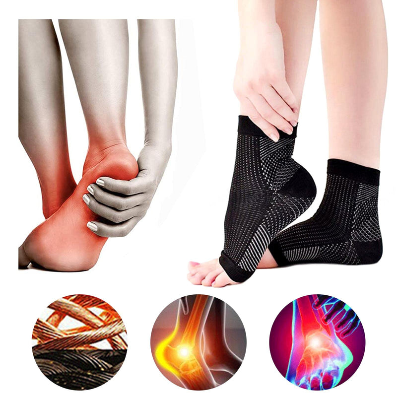[Australia] - GWAWG 2 Pairs Compression Socks, Ankle Arch Support Socks, Soothesocks for Neuropathy Pain, Compression Foot Sleeves, Suitable for Men & Women Sports (L/XL) 