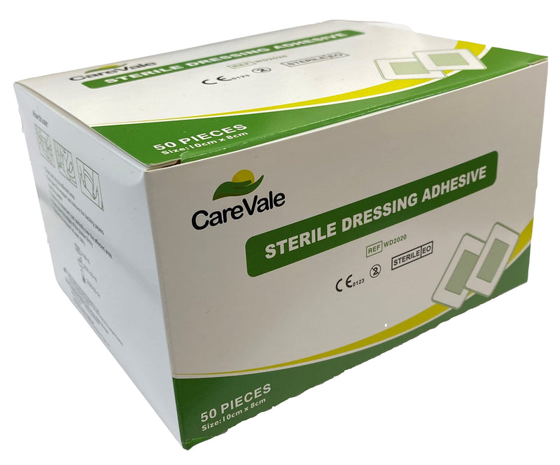 [Australia] - CareVale Adhesive Sterile Dressings - First Aid Plasters Cuts & Wounds, Burns (8 X 6 CMS Box X 50) 8 X 6 CMS Box X 50 