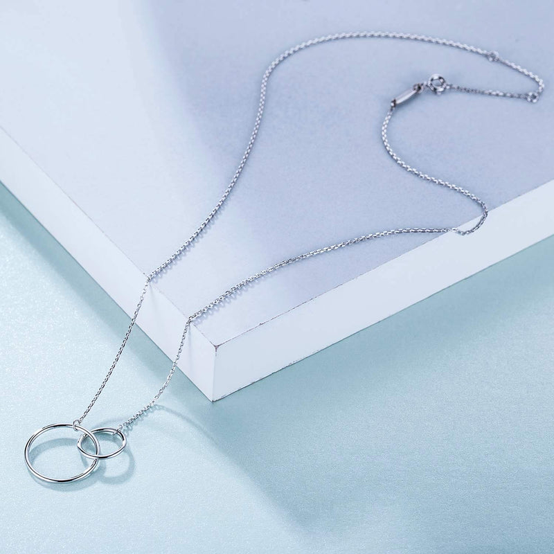 [Australia] - Graduation Gifts to from Mother, Mother Daughter Necklace - Sterling Silver Two Interlocking Infinity Double Circles Necklace 