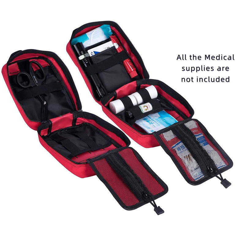 [Australia] - Krisvie 2Pack First Aid Molle Pouch EMT Pouch Detachable Tactical Medical Bag for Outdoor Activities with Shear Red 