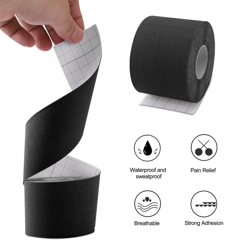 [Australia] - Kinesiology Tape (1 Uncut Roll) Kinetic Tape 16.4 ft Waterproof Athletic Sports Tape Physio Tape for Knees, Shoulder, Ankles, Elbow, Pain Relief,Joint Support (Black) (1 Roll) Black 