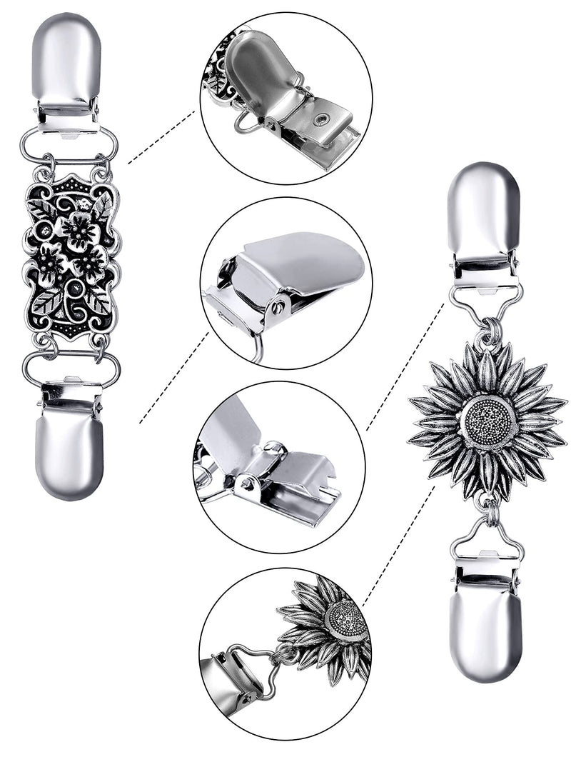 [Australia] - 4 Pieces Vintage Sweater Shawl Clips Retro Cardigan Collar Clips Dress Shirt Brooch Clips for Women Girls Wearing, 4 Styles Charming Style 