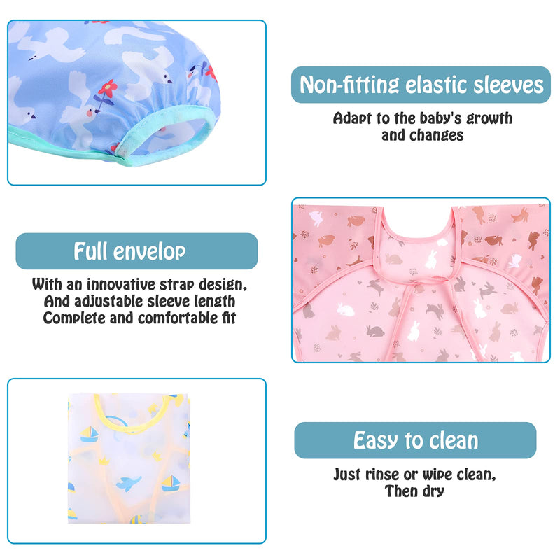 [Australia] - Lictin Baby Feeding Bibs with Sleeves - 5pcs Feeding Bibs Apron Waterproof, Baby Bibs with Long Sleeves, Weaning Bibs for Unisex Toddler (0-2 Years) 