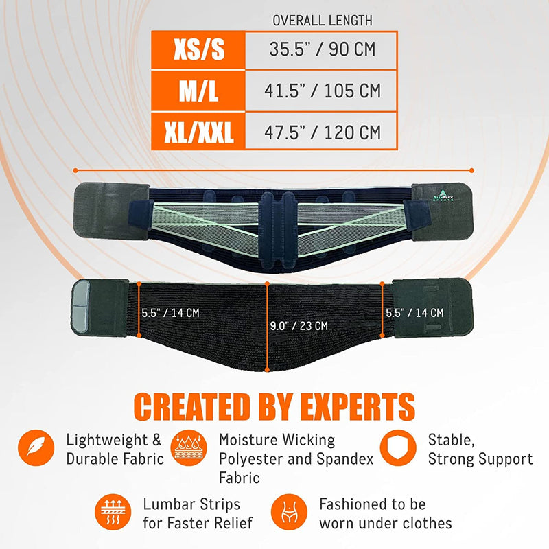 [Australia] - AllyFlex Sports® Lumbar Support - Back Brace For Men & Women Ergonomic Design and Lightweight Breathable Material Provide Back Support and Pain Relief for Waist - XS/S (25.0'' - 31.5'') XS/S (25.0'' - 31.5'') 