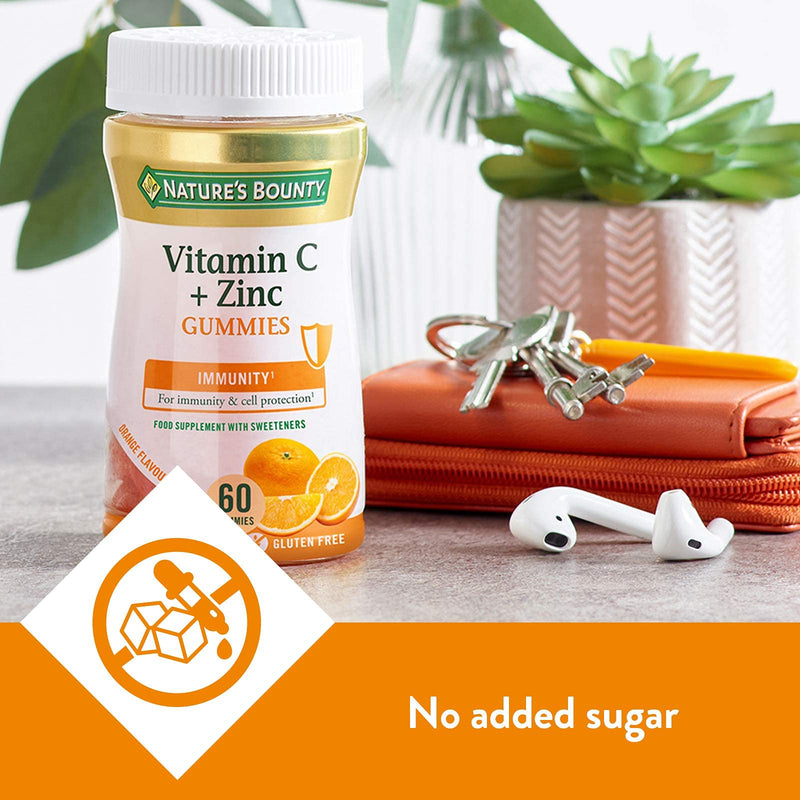 [Australia] - Nature's Bounty Vitamin C and Zinc Gummies � Pack of 60 Gummies, 30 Day Supply � Immune Support and Cell Protection - Antioxidant Supplement - Gluten Free and Natural Colours 