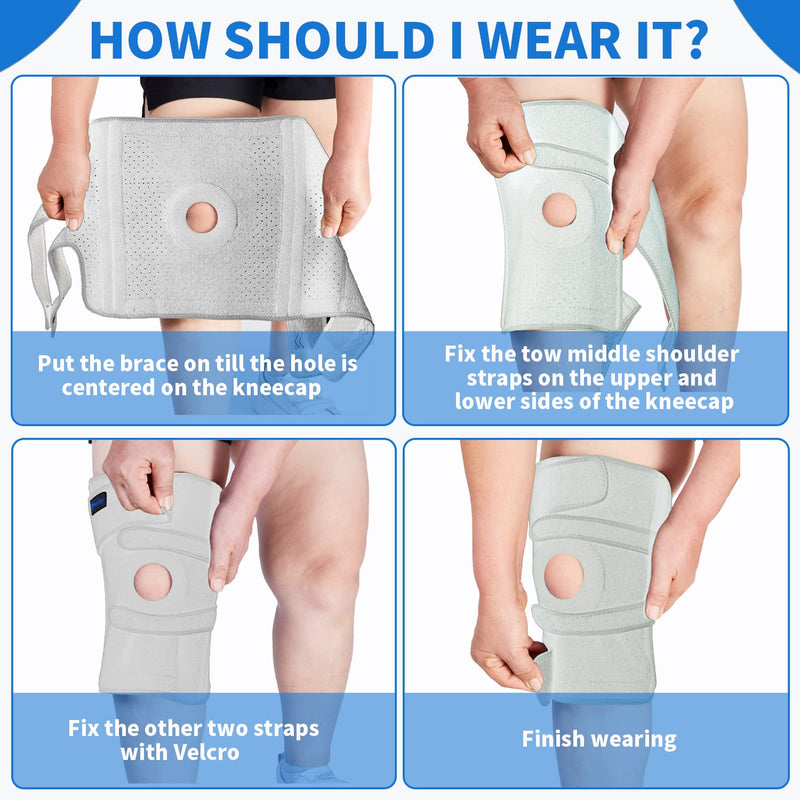 [Australia] - Nvorliy Plus Size Adjustable Knee Brace - Lengthened and Widened Design, Extra Large Open Patella Knee Support for Running, Sports, Arthritis, ACL, LCL, MCL, Pain Relief, Fit Women & Men (XL/2XL, Grey) XL/2XL 