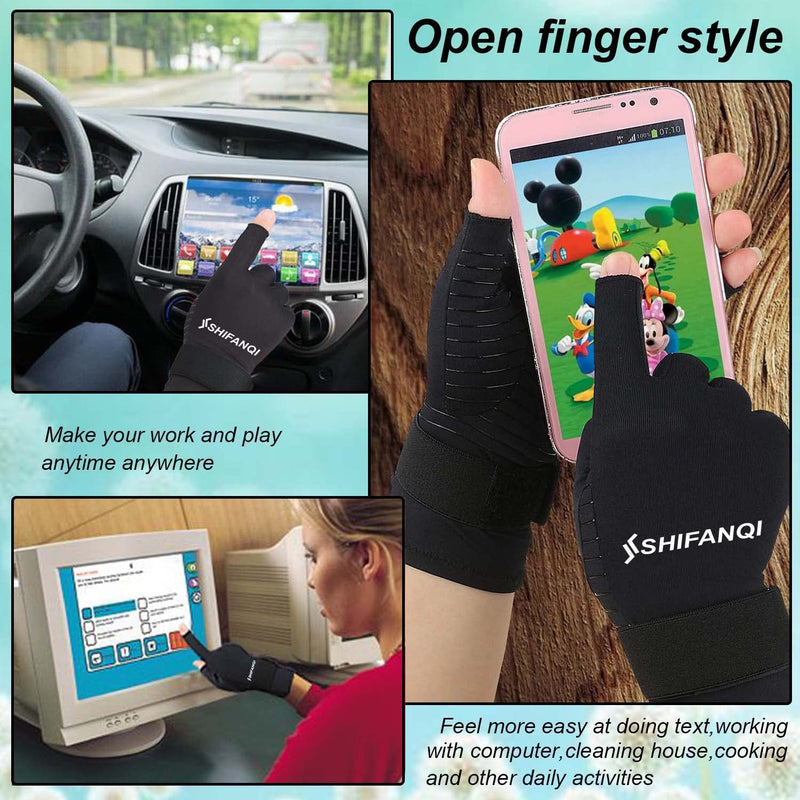 [Australia] - SHIFANQI 4 Pack Copper Arthritis Compression Gloves for Women Men,Hand Pain Relief Typing Gloves Fingerless for Carpal Tunnel LARGE/X-LARGE 