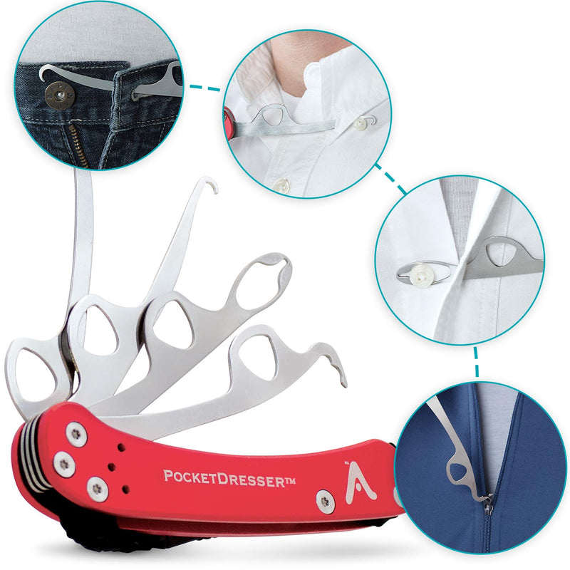 [Australia] - Vivi Zipper Pull and Button Hook Pocket Dresser and Dressing Aid for Assistance with Button Hooks, Zipper Pulls and Shoelaces 
