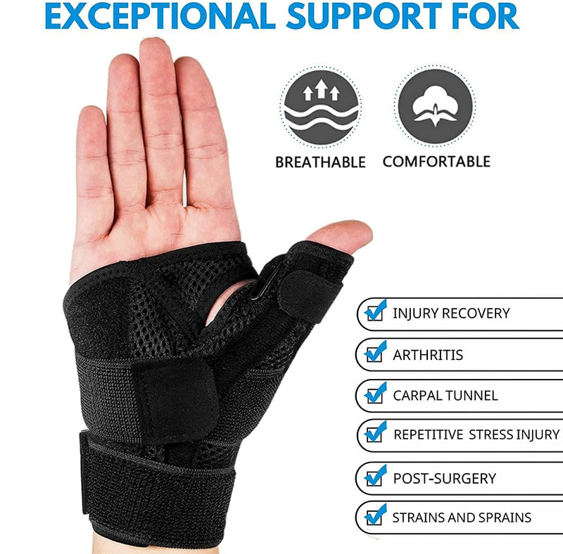 [Australia] - DropSky [4 Pieces] Gel Wrist Thumb Support Braces Soft Waterproof, Relief Pain Carpal Tunnel, Arthritis Thumb, Fits Both Hands, Lightweight, Therapy Rubber-Latex, Stabilizer Support (Fabric Black) 