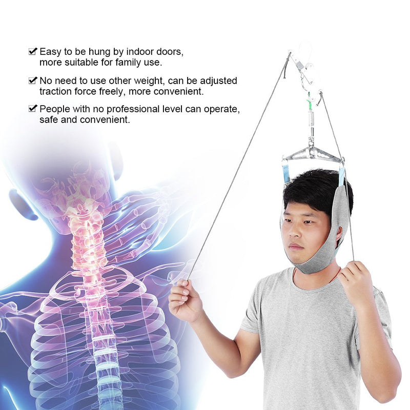 [Australia] - Adjustable Cervical Traction Device, Over Door Cervical Traction Neck Brace Fixation Gear Correction Stretcher Pain Relief 