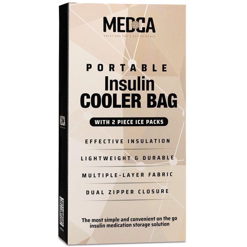 [Australia] - Insulin Cooler Travel Case - Insulated Portable Diabetic Pouch with 2 Gel Ice Packs - Reusable Lightweight & Durable Organizer Bag Cooler for Medications Diabetes Pen, and Supplies, (Black & Tan) 