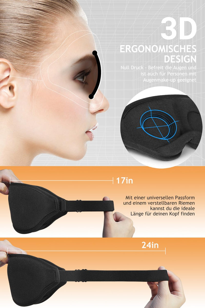 [Australia] - Sleep Mask, Eye Mask, Soft and Comfortable New 3D Blackout Sleep Eye Mask for Travel, Meditation, Sleep Masks for Men and Women (Grey) (Black) (Black) Black 