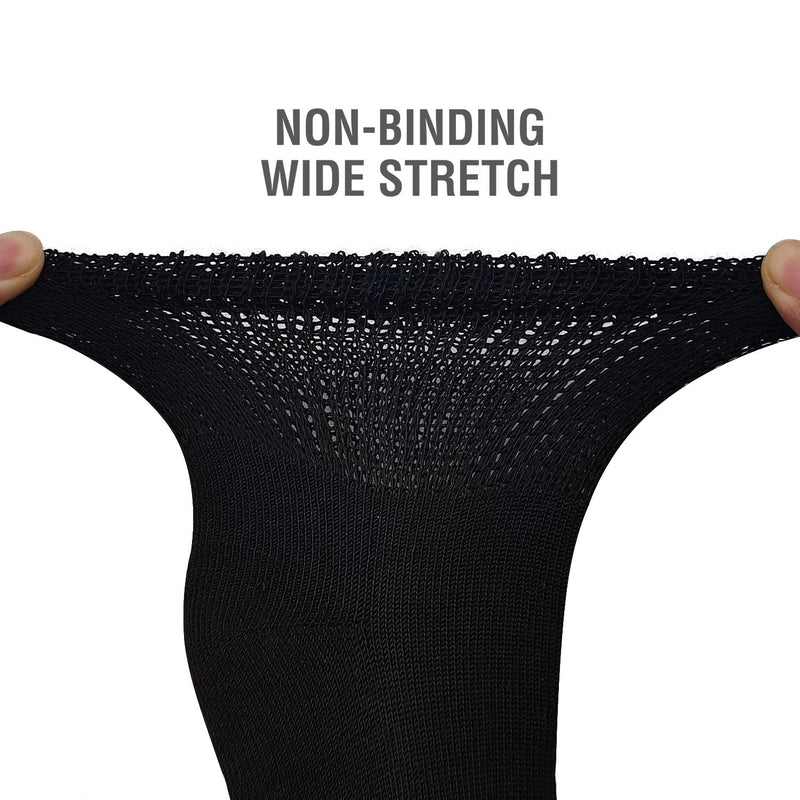 [Australia] - Lin Performance Diabetic Ankle Socks with Non-Binding Top and Cushion Sole, 4 or 6 Pairs 4 Pairs of Black Large 