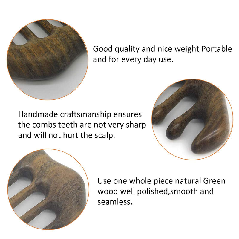 [Australia] - MIUPOO Wooden Wide Tooth Hair Massage Comb Scraping Scalp Comb,Multi Functional Handheld No Static Head Massage Tool,Meridians Massager for Head Caring Relaxation 