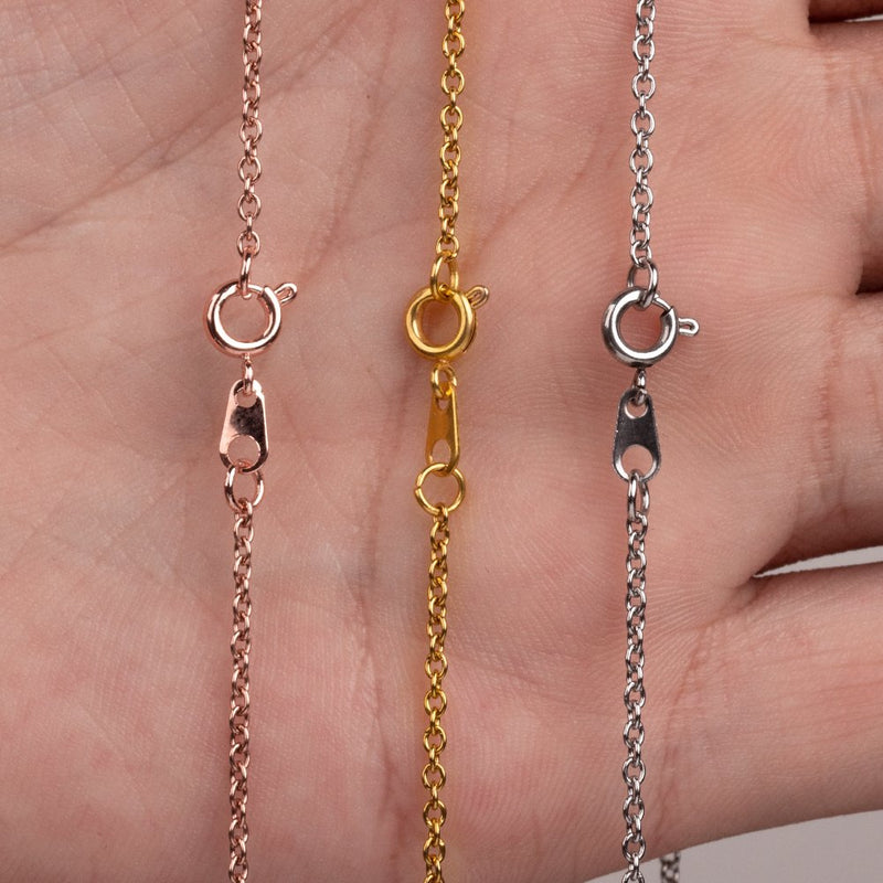 [Australia] - Exweup 3Pcs 1.5mm Cable Chain Gold Plated、Rose Gold Plated and Silver Plated Necklace DIY Chain 14-36inch 22.0 Inches stainless-steel 