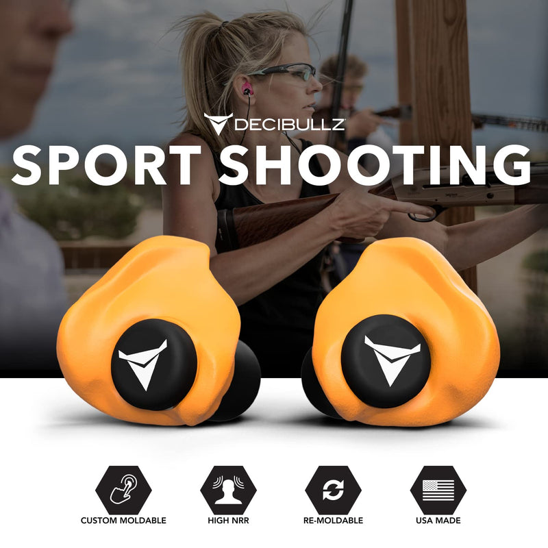 [Australia] - Decibullz - Custom Molded Earplugs, 31dB Highest NRR, Comfortable Hearing Protection for Shooting, Travel, Swimming, Work and Concerts Orange 