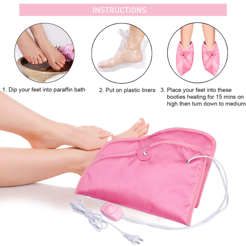 [Australia] - Noverlife Paraffin Wax Heated Booties, Electric Heated Nail Art Pedicure Foot Cover, Infrared Wax Therapy Treatment SPA Warmer Kit for Foot Care 