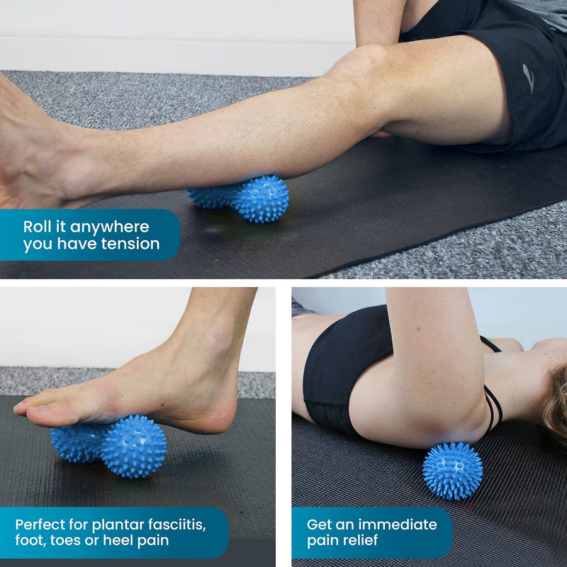 [Australia] - Beenax Hard Spiky Massage Ball Roller Set - Perfect for Plantar Fasciitis, Trigger Point, Deep Tissue, Myofascial Release - Designed to Relieve Stress and Relax Tight Muscles Blue 