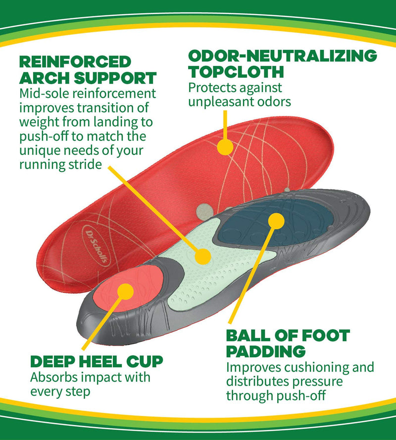 [Australia] - Dr. Scholl’s Running Insoles // Reduce Shock and Prevent Common Running Injuries: Runner's Knee, Plantar Fasciitis and Shin Splints (For Women's 5.5-9, also Available for Men's 7.5-10 & Men's 10.5-14) 