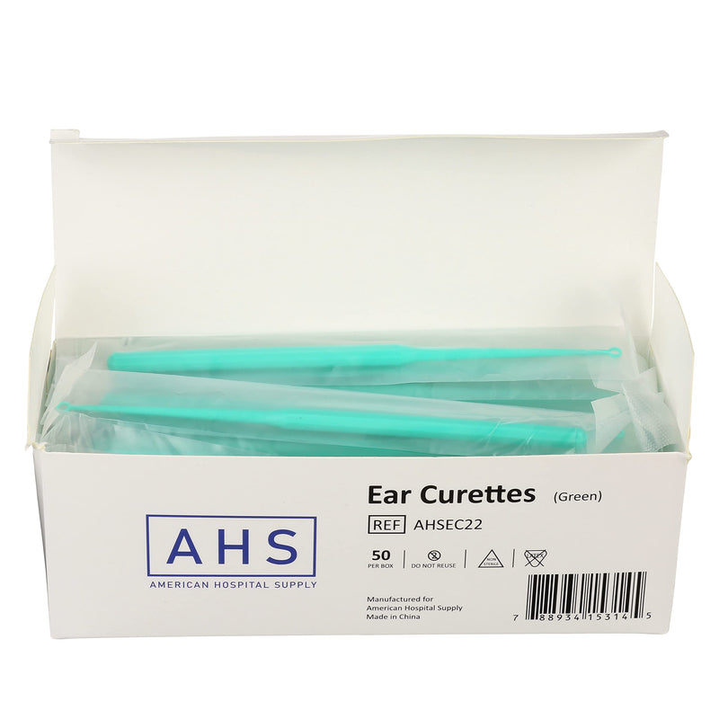 [Australia] - AHS (American Hospital Supply) Ear Curettes | Ear Wax Removal Tool (Green - Adult 4 MM - Round Tip) Green - Adult 4 Mm - Round Tip 