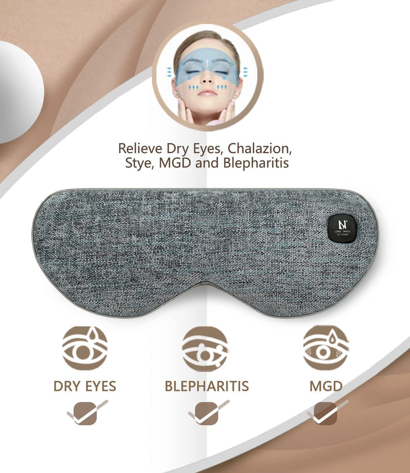 [Australia] - Aroma Season Cordless Heated Eye Mask, Washable & Portable Professional Electric Warm Eye Compress for Relief Dry Eyes, Stye, Blepharitis, Eye Fatigue or MGD (Gray) 