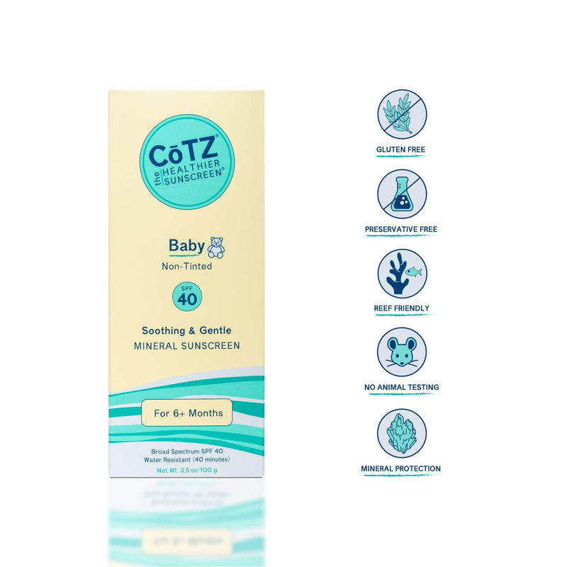 [Australia] - CoTZ Baby Soothing & Gentle Mineral Sunscreen; Broad Spectrum SPF 40; Non-Tinted; For 6+ Months 3.5 oz / 100 g. 