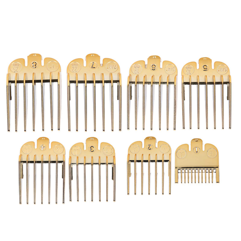 [Australia] - 8pcs Haircut Limit Comb, Hair Clipper Guide Comb, Guide Attachment Size, Positioning Comb Replacement Guide Comb Set Cutting Guide Comb for Hair Clipper Gold 