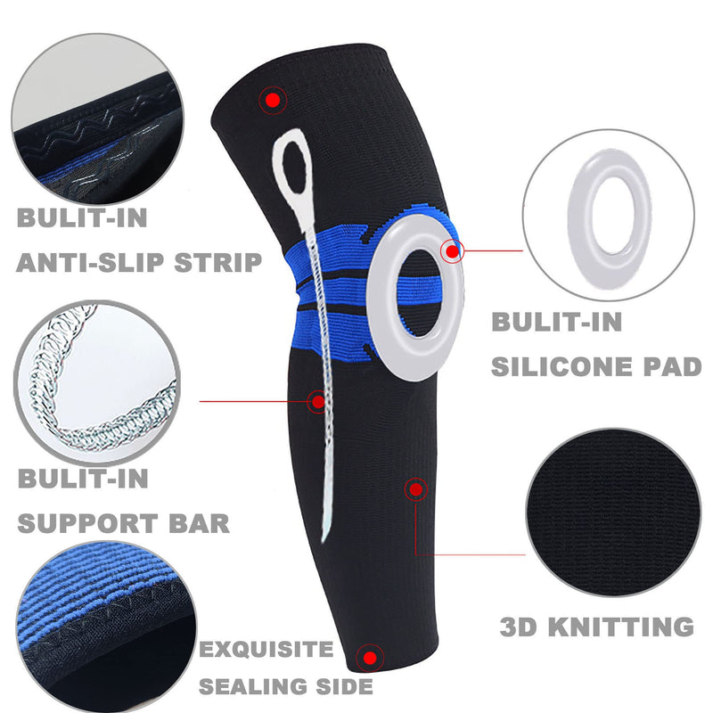 [Australia] - SVDpirit Professional Knee Brace Compression Sleeves(1pc) Full Leg Sleeves For Men Women Patella Gel Pads & Side Stabilizers 1007BL Large Black 