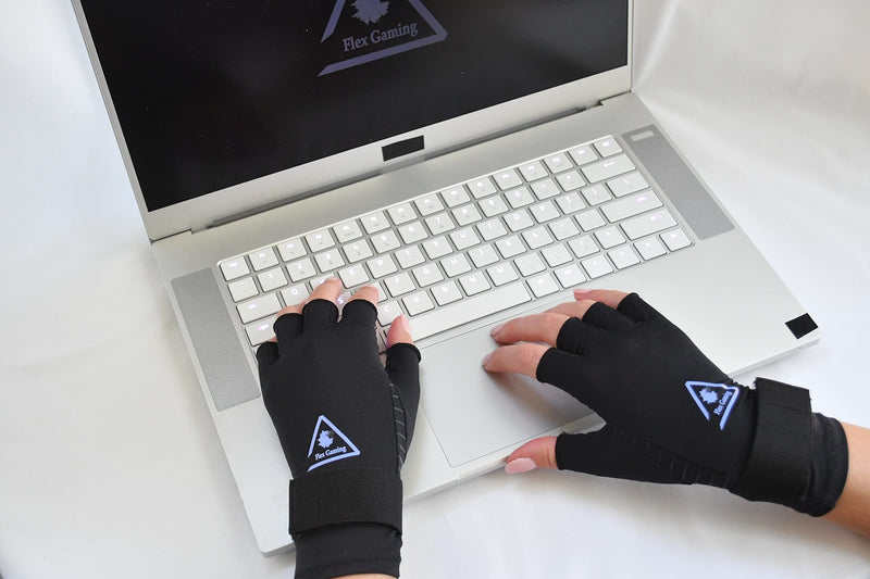 [Australia] - Flex Gaming Gloves - Copper Infused Compression Gamer Gloves With Adjustable Strap X-Large 