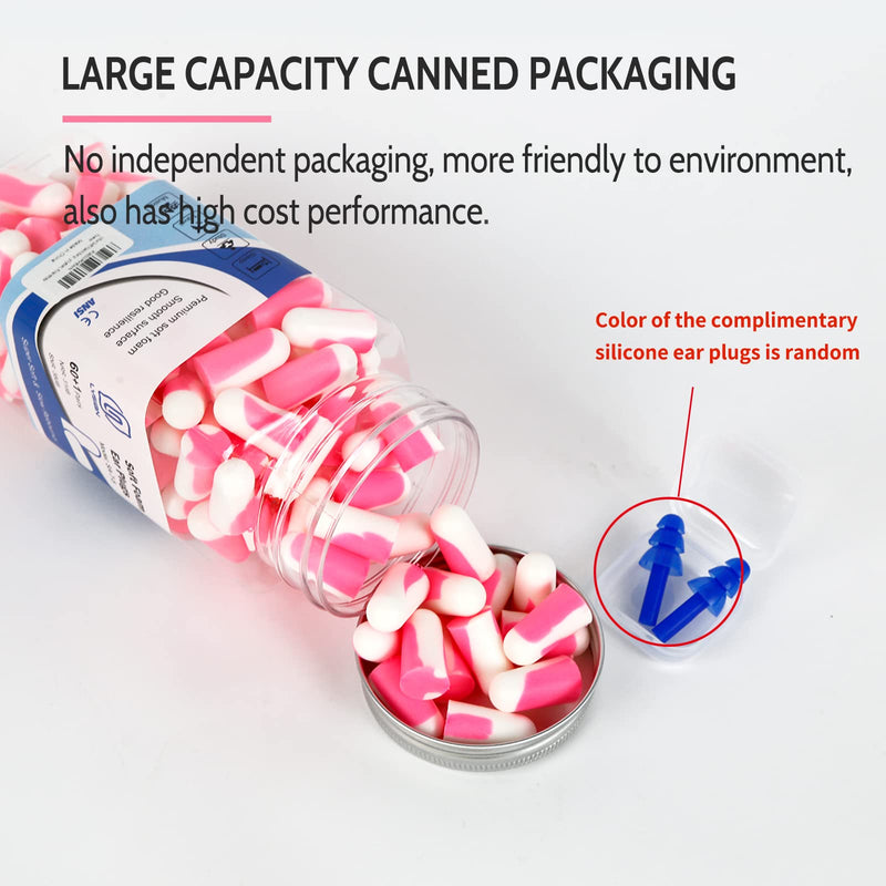 [Australia] - Ultra Soft Foam Earplugs 60 Pairs, 38dB SNR Ear Plugs for Sleeping, Mowing, Shooting, and All Loud Noise by Lysian, Pink/White 
