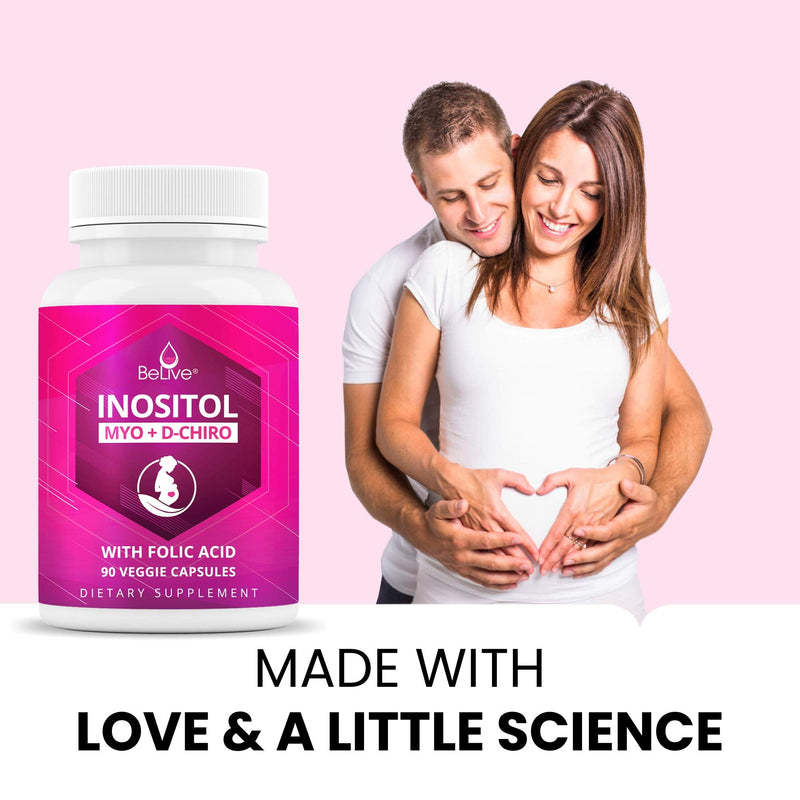 [Australia] - Myo-Inositol & D-Chiro Inositol Capsules with Folic Acid for PCOS - Fertility Supplements for Women, Most Optimal 40 to 1 Ratio, Hormonal Balance, Ovarian Function Support for Women (90 Ct) 
