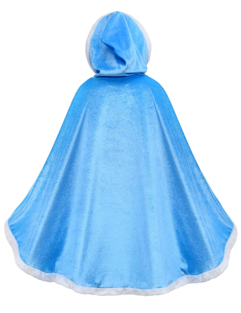[Australia] - Party Chili Fur Princess Hooded Cape Cloaks Costume for Girls Dress Up 2-3T Blue 