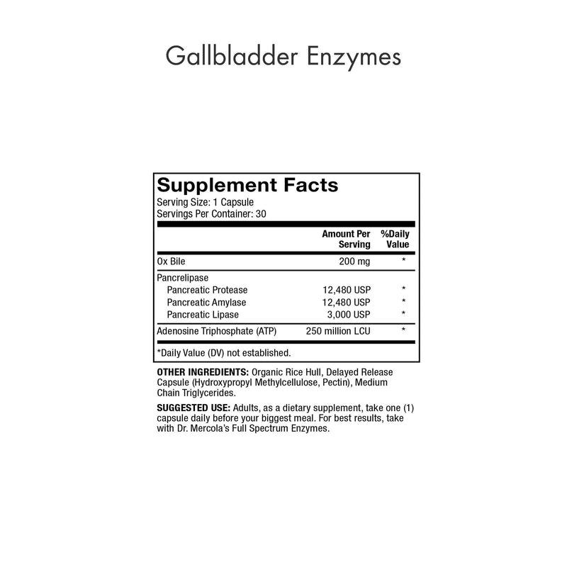 [Australia] - Dr. Mercola Gallbladder Enzymes Dietary Supplement, 30 Servings (30 Capsules), Supports Digestive Health, Non GMO, Soy Free, Gluten Free 
