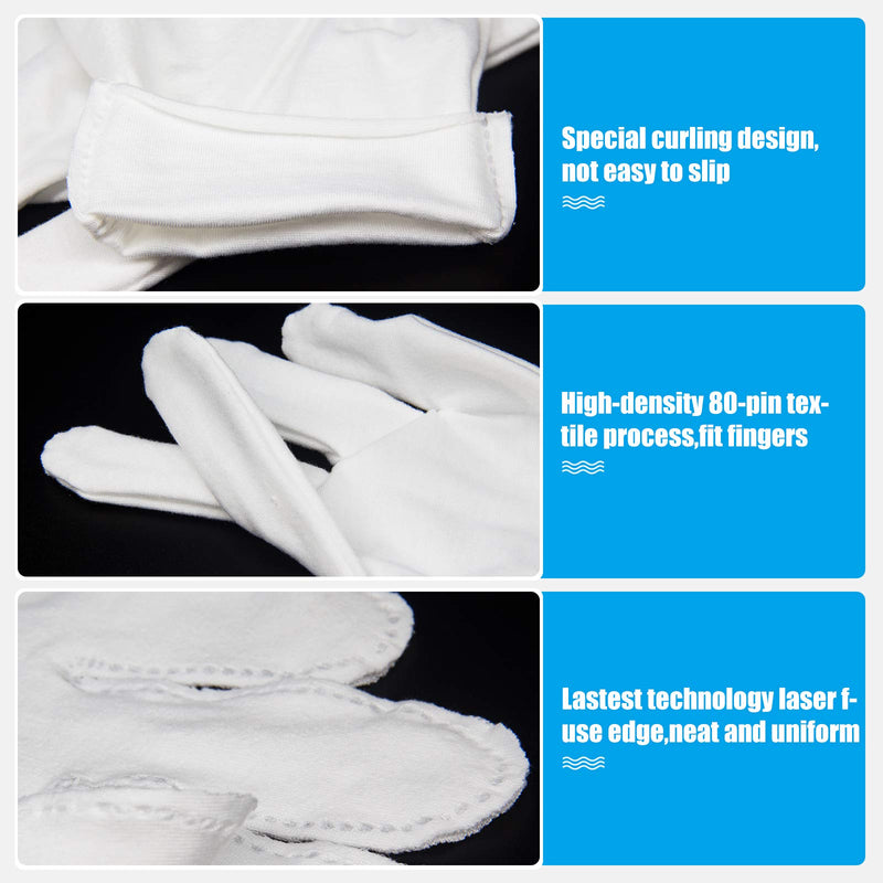 [Australia] - 4 Pair Moisturising Gloves,Cotton Gloves for Eczema & Dry Hands,Stretchable Washable White Gloves(Medium Size) 