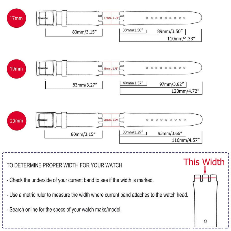 [Australia] - Replacement Waterproof Silicone Rubber Watch Strap Watch Band for Swatch (17mm 19mm 20mm) (17mm, Black) 