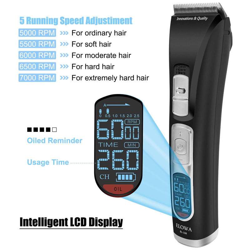 [Australia] - Professional Hair Clippers for Men,Barber Clippers Cordless Hair Trimmer Set with 5-Speed Ultra Quiet Rechargeable Hair Cutting Kit for Kids Home Travel Trimmer Black2 