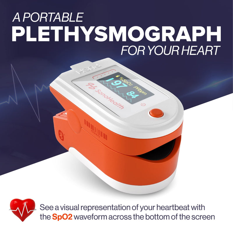 [Australia] - SonoHealth DocPro® 7000BT - Professional Grade Fingertip Oximeter - Blood Oxygen Saturation Monitor, Heart Rate Monitor - Data Recording, Tech-Friendly Pulse Oximeter - Bluetooth-Enabled - Lifetime Mobile App Access 