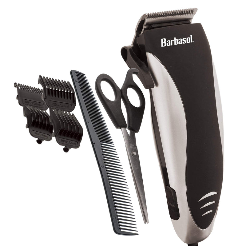 [Australia] - Barbasol Professional Hair Clipper Kit with Stainless Steel Blades, 4 Guide Combs, Adjustable Taper and Travel Bag 