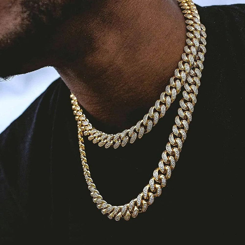 [Australia] - JLCCKJJS 15mm Cuban Link Chain For Men, Rhinestone Women Unisex Bracelet Big Jewelry For Boy 18 20 22 24 Inch Bling Iced Out With Rhinestones Rapper Hip Hop Lovers Necklace Costume Fashion Accessories 18.0 Inches 