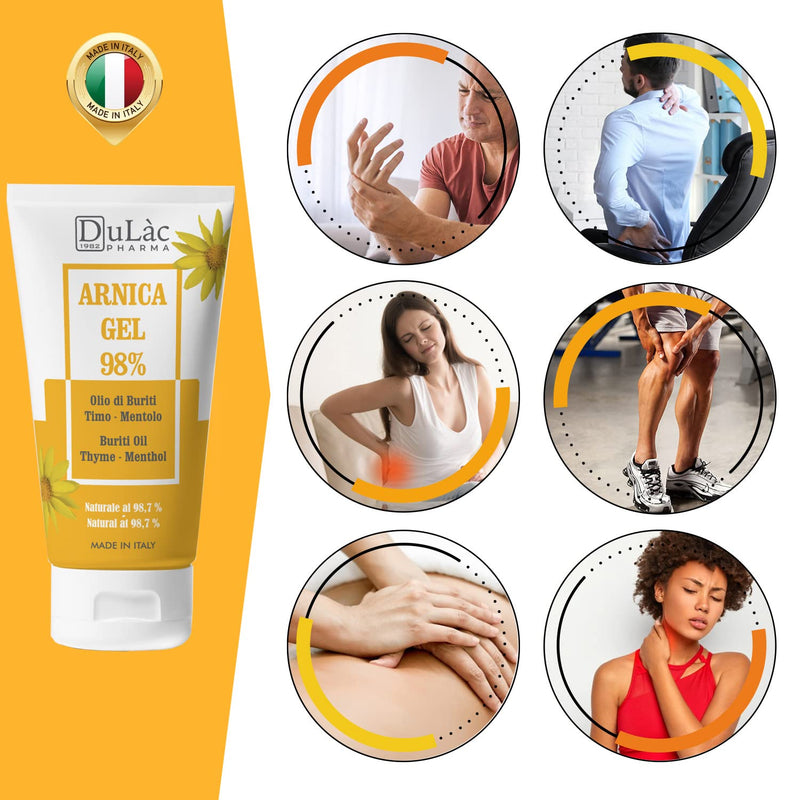 [Australia] - Arnica Gel for Bruising and Swelling 50ml Extra Strong 98%, Fast Action, Made in Italy for Massage of Muscles and Joints, Natural and Dermatologically Tested Formula - Dul�c 