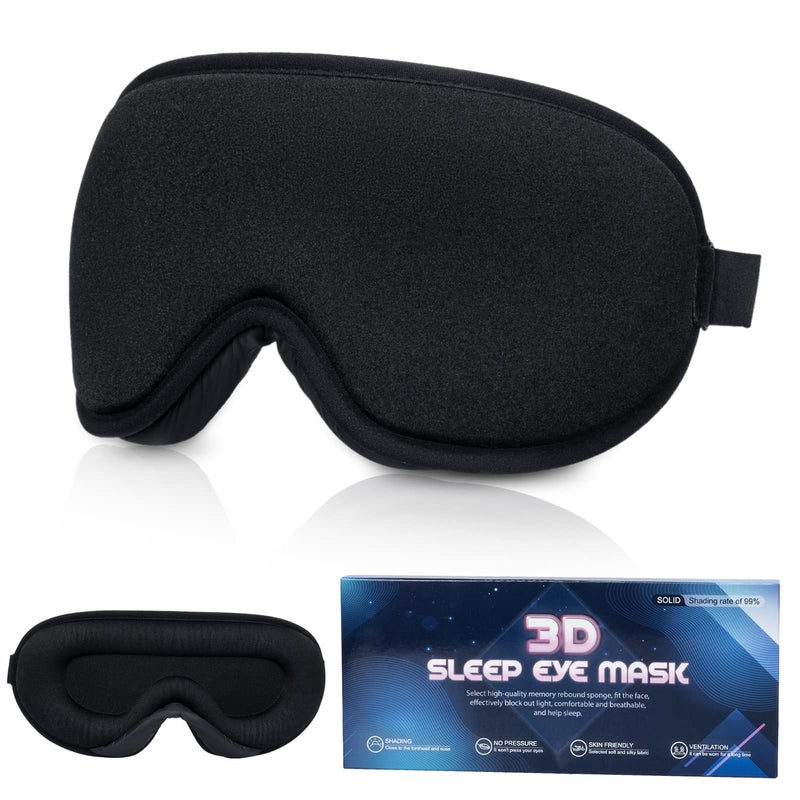 [Australia] - Sleep Eye Mask, 3D Contoured Sleep Mask Light Blocking Sleep Mask for Women and Men, Soft and Comfortable Night Eye Blinder, Suitable for Travel, Lunch Breaks, Sleeping, Meditation Black 