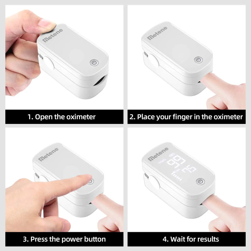 [Australia] - Metene Pulse Oximeter Fingertip, Blood Oxygen Saturation Monitor with Accurate Fast Spo2 Reading Oxygen Meter, Oxygen Monitor with Lanyard and Batteries (White) 