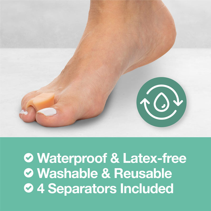 [Australia] - ZenToes Gel Toe Separators for Overlapping Toes, Bunions, Big Toe Alignment, Corrector and Spacer - 4 Pack (Beige) Beige 