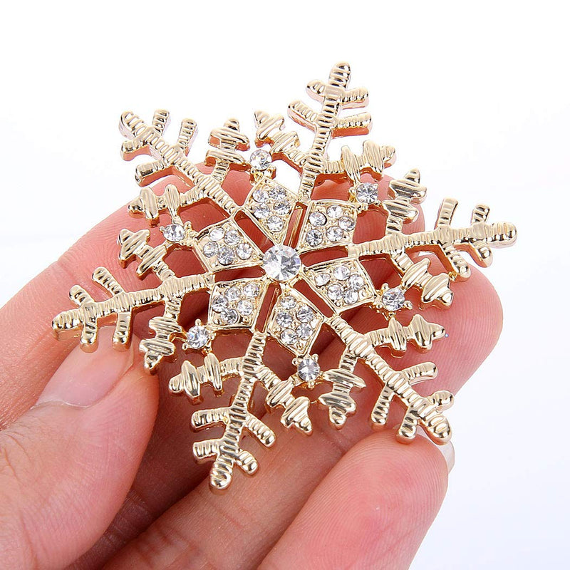[Australia] - EleQueen Women's Clear Austrian Crystal Winter Snowflake Brooch Pin Gold-tone 