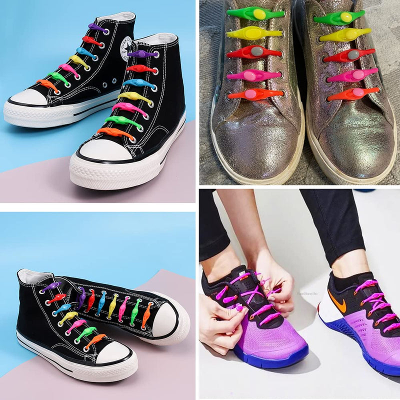 [Australia] - 36 Pcs No Tie Shoelaces for Kids and Adults Lazy Elastic Shoelaces Tie Free Elastic Laces Multicolor for Sneaker Boots Board Shoes and Casual Shoes, 12cm 