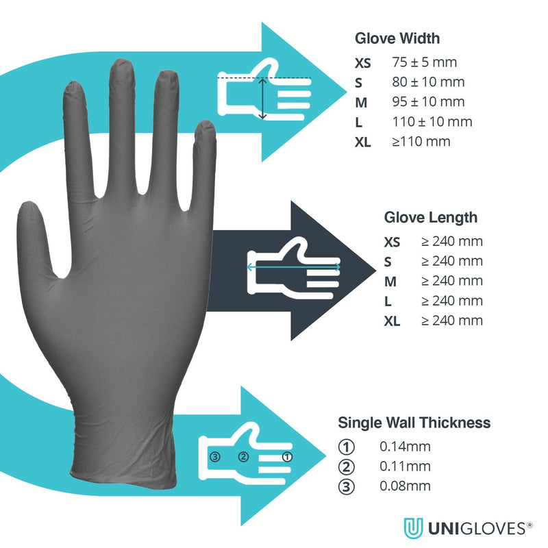[Australia] - Unigloves Select Black Latex GT0021 Single Use Gloves - Multipurpose, Powder Free Disposable Gloves, Optimised for Tattoo/Piercing and Beauty, Box of 100 Pairs, Black XS (Pack of 100) 