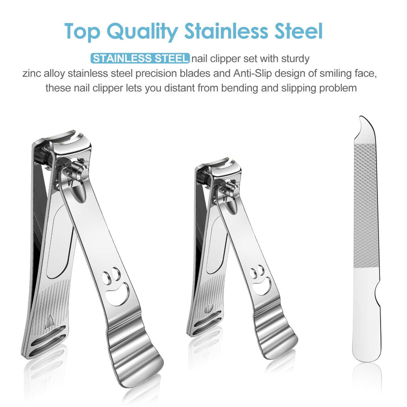 [Australia] - longzon Nail Clippers, 2 Pack Nail Clipper Set Stainless Steel Nail Cutter Fingernails Toenails Thick Nails Kit for Men&Women 