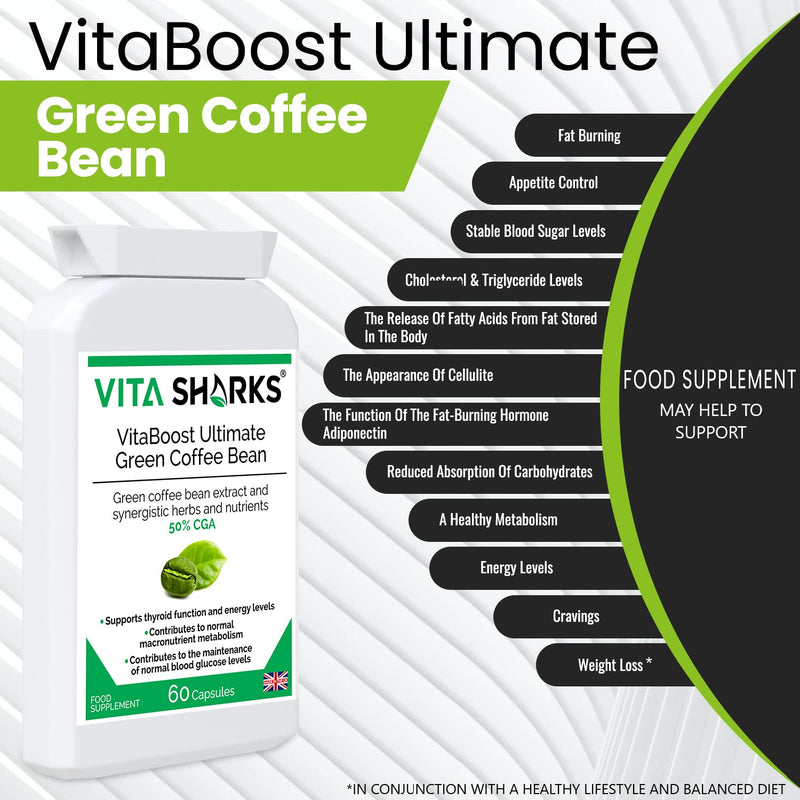 [Australia] - VitaBoost Ultimate Green Coffee Bean | Kosher Tablets for Healthy, Natural Weight Loss, Vegan Thyroid Support & Metabolism Boost for Fat Burning & Slimming 