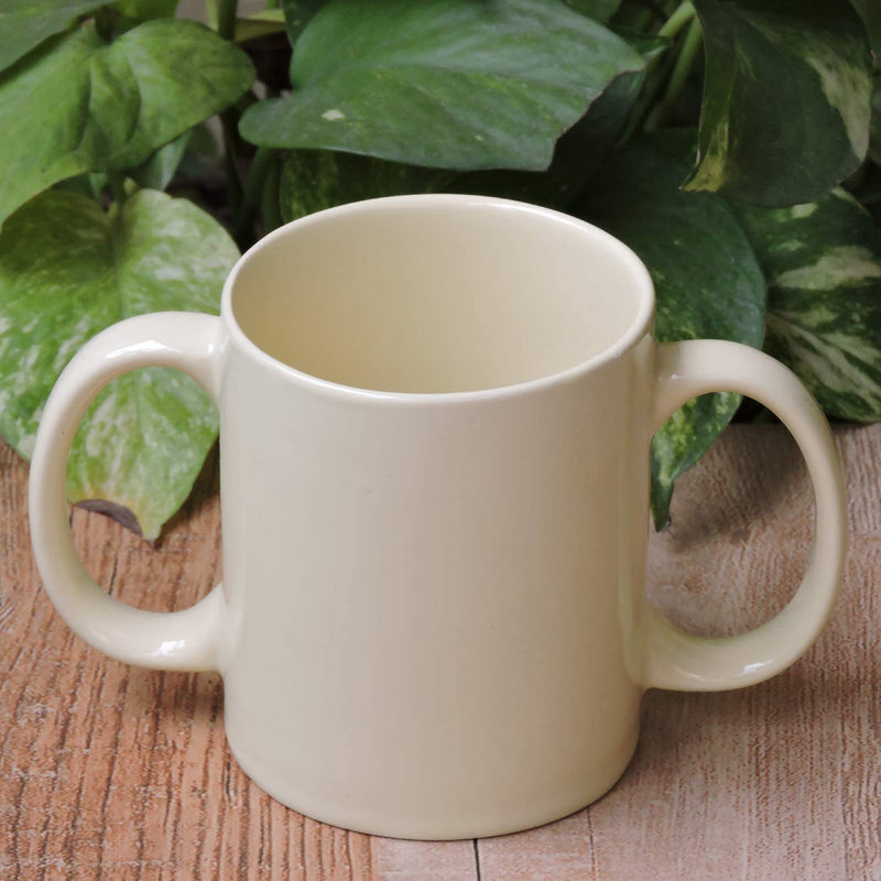 [Australia] - Dual Handle Mug | Two Handled Ceramic Drinking Mug for Secure Hold | 11.83 Fl. Oz. (350 Ml) - Yellow Color 