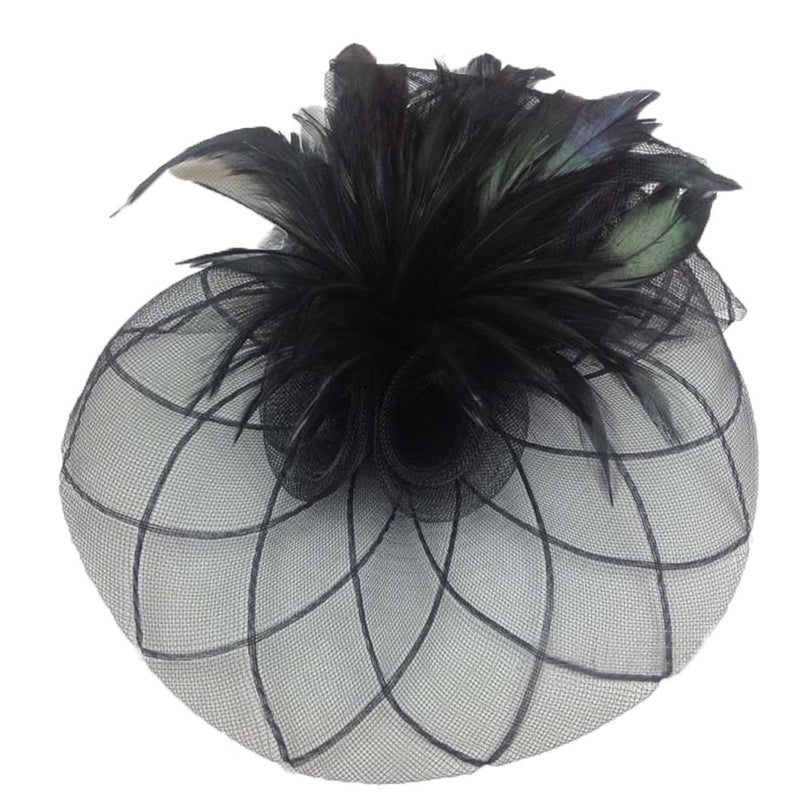 [Australia] - Vivivalue Women Veil Net Fascinator Flower Hats Fascinator Felt Mesh Feather Hair Clip 4 